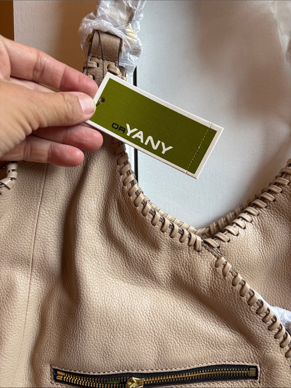 orYANY Neutral Beige Whipstitch Hobo Shoulder Bag - Picture 2 of 9